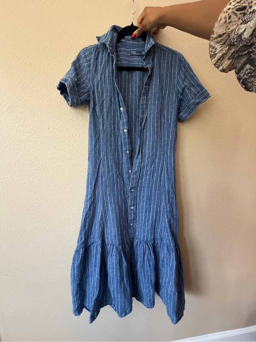 Ralph Lauren Polo -Blue Striped Button-Front Dress